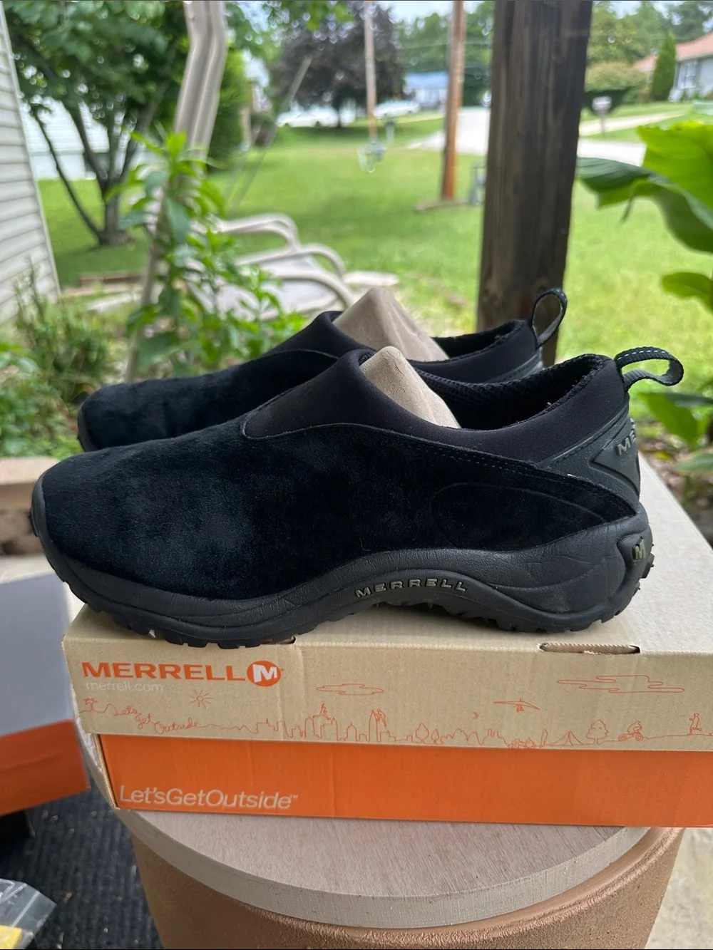 Merrell Black Slip-On Suede Casual Trail Loafers